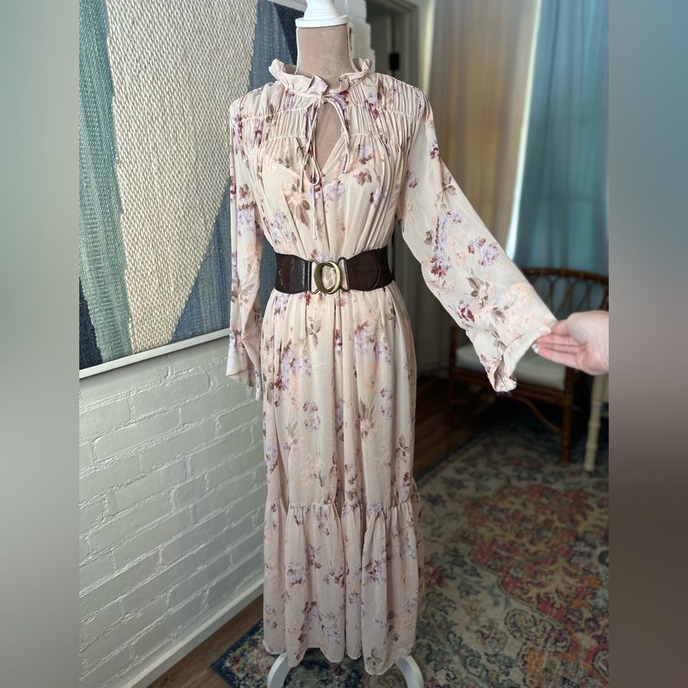 H&M Soft Blush Pink and Purple Floral Maxi Dress - Picture 2 of 10